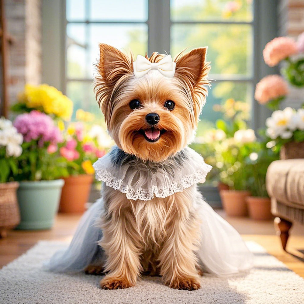 Pinzas para el pelo para mascotas, 2 uds., lazos para perros con Clip de Metal, lazos grandes para perros, accesorios para el cabello, lazos para perros, suministros para mascotas: Blanco