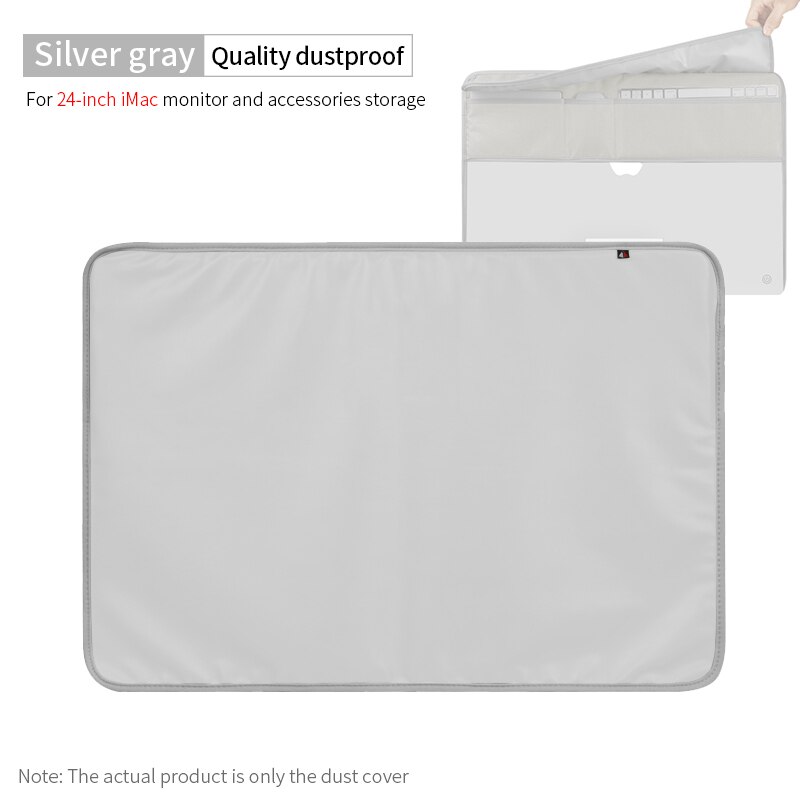 PU Leather Monitor Dust Cover for Apple iMac 24-inch Computer Protective Sleeve 24'' all-in-one PC Storage Organize: Silver Gray