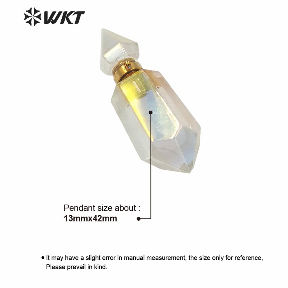 WT-P1591 Amazing lady enegy natural crystal quartz AURA perfume bottle pendant as for friends essencil oil pendant