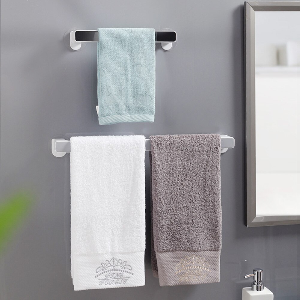 Self-adhesive Punch-free Bathroom Towel Holder Storage Rack Wall Mounted Towel Hanger Bar Shelf Wall-mounted Kitchen Rack