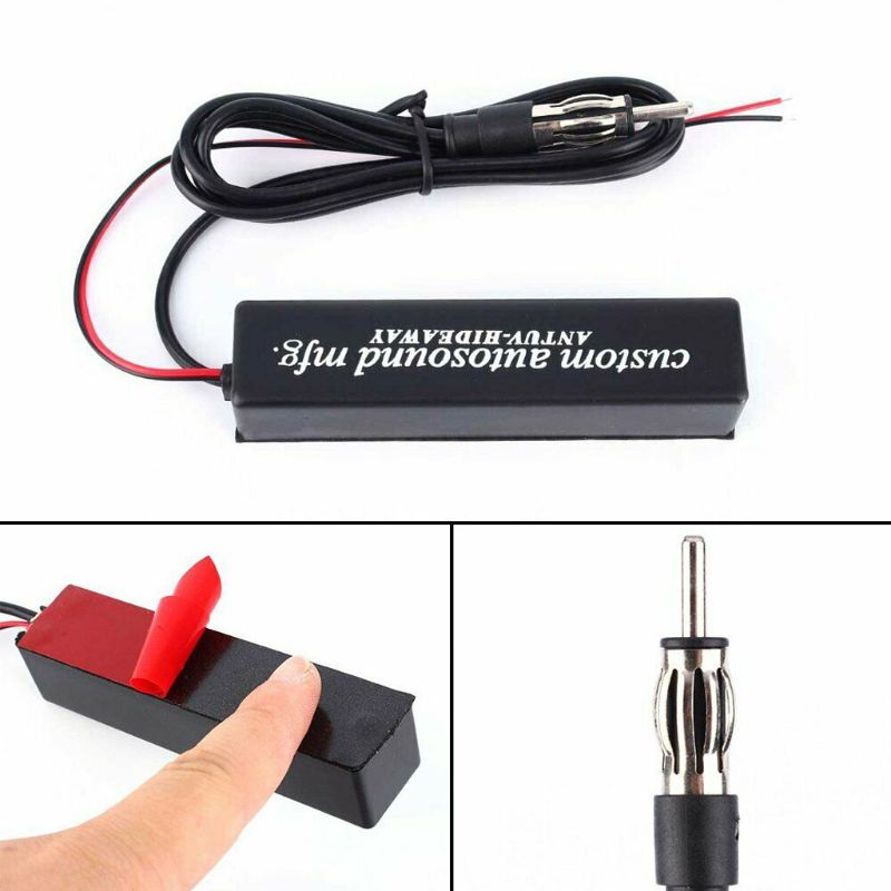 Universal Car Hidden Amplified 12V Stereo Radio Antenna Kit Automotive Speaker T3LF