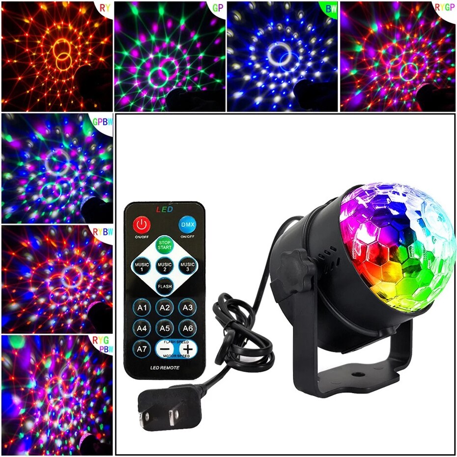 ALIEN-bola mágica de cristal con control remoto, lámpara LED RGB de 6W y 7 colores, efecto de iluminación de escenario para DJ, discotecas, fiestas, vacaciones, cumpleaños y música