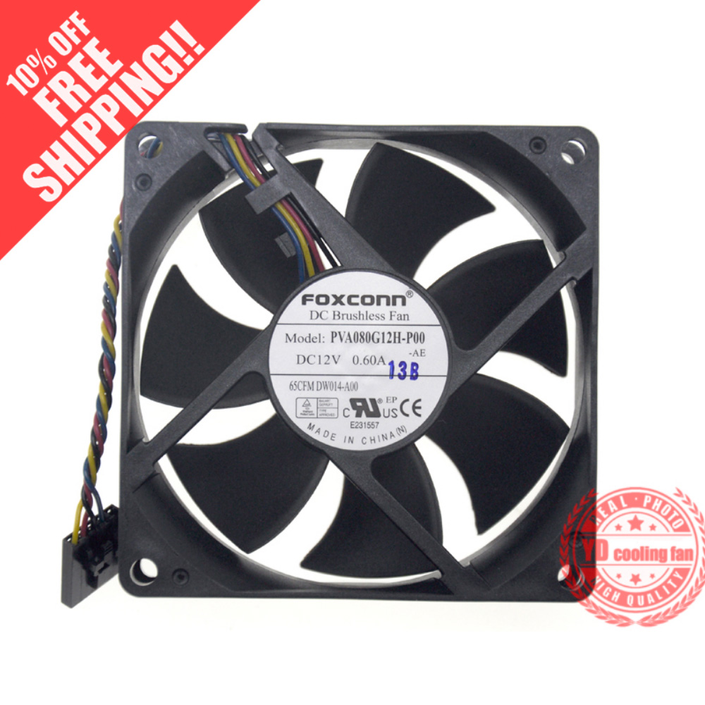 FOXCONN-ventilador de refrigeración 8025, 8CM, 4 líneas de control de velocidad, PVA080G12H, DELL, 12V, 0.60A,