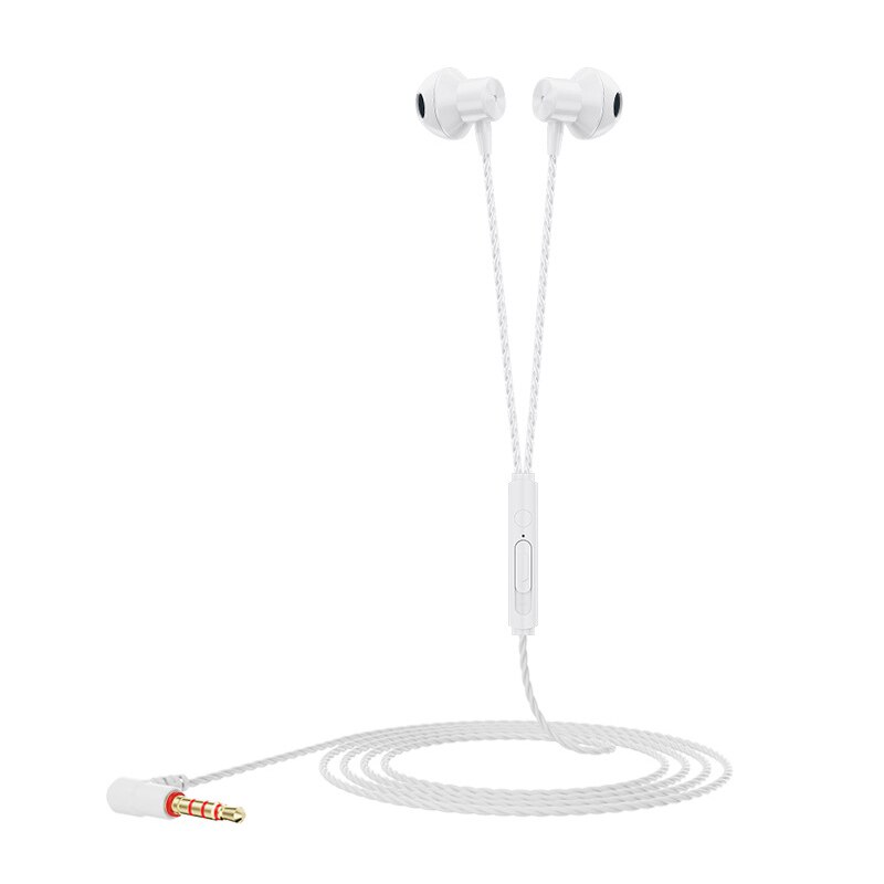 Wired Earphone with Mic Stereo Bass Noise Reduction Cancelling In-ear 3.5mm L Bending Gaming Headphone for Smartphone Laptop: White