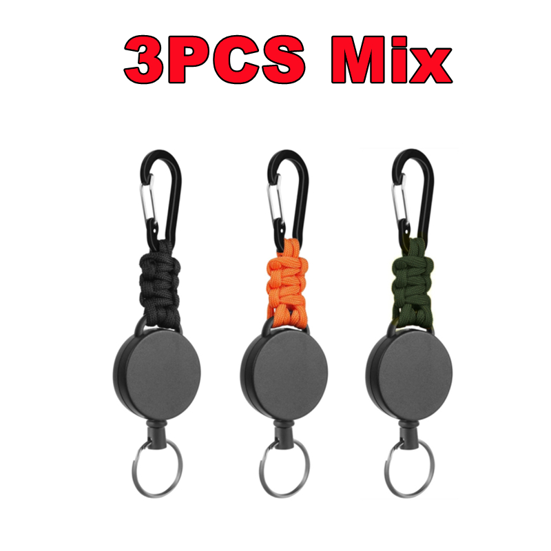 3/1PC Heavy Duty Retractable Key Chain Anti-theft Keychain with Carabiner Retractable Badges Holder Outdoor Multiple Tools ﻿: Pink