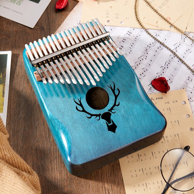kalimba 17 key Kalimba Thumb Piano Mahogany Wooden mbira musical instrumentos musicales 30 key instruments calimba: 17key blue deer