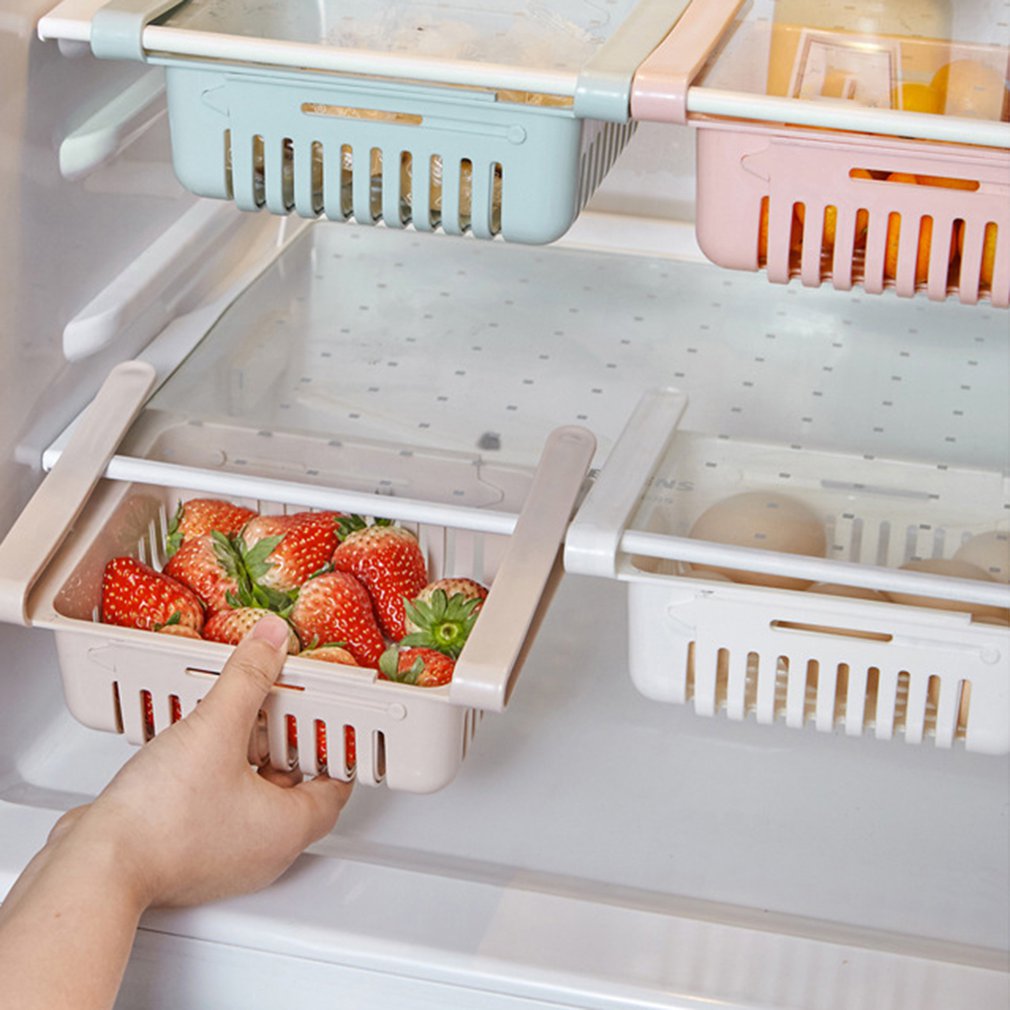Refrigerator plastic storage basket retractable drawer refrigerator storage box food preservation box basket