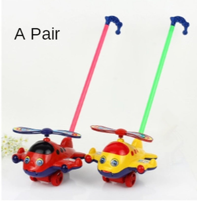 Baby toddler fly hoved vogn legetøj enpolet børn skubbe push bell bell skub fly tungen ud 0-2