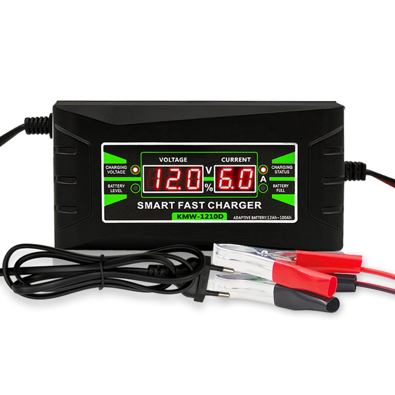 Full Automatic Car Battery Charger 90V To 260V To 12V 6A Intelligent Fast Power Charging Wet Dry Lead Acid Digital LCD