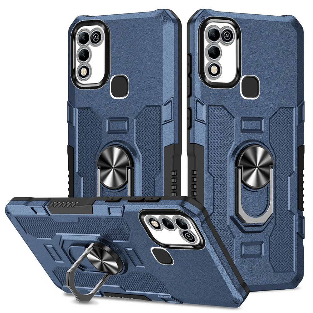 Peatkop-funda de armadura a prueba de golpes para Infinix 11 Play 10 Play, silicona + PC, soporte de anillo de Metal, funda trasera de teléfono para 9 10 11 Play: ABS / Azul