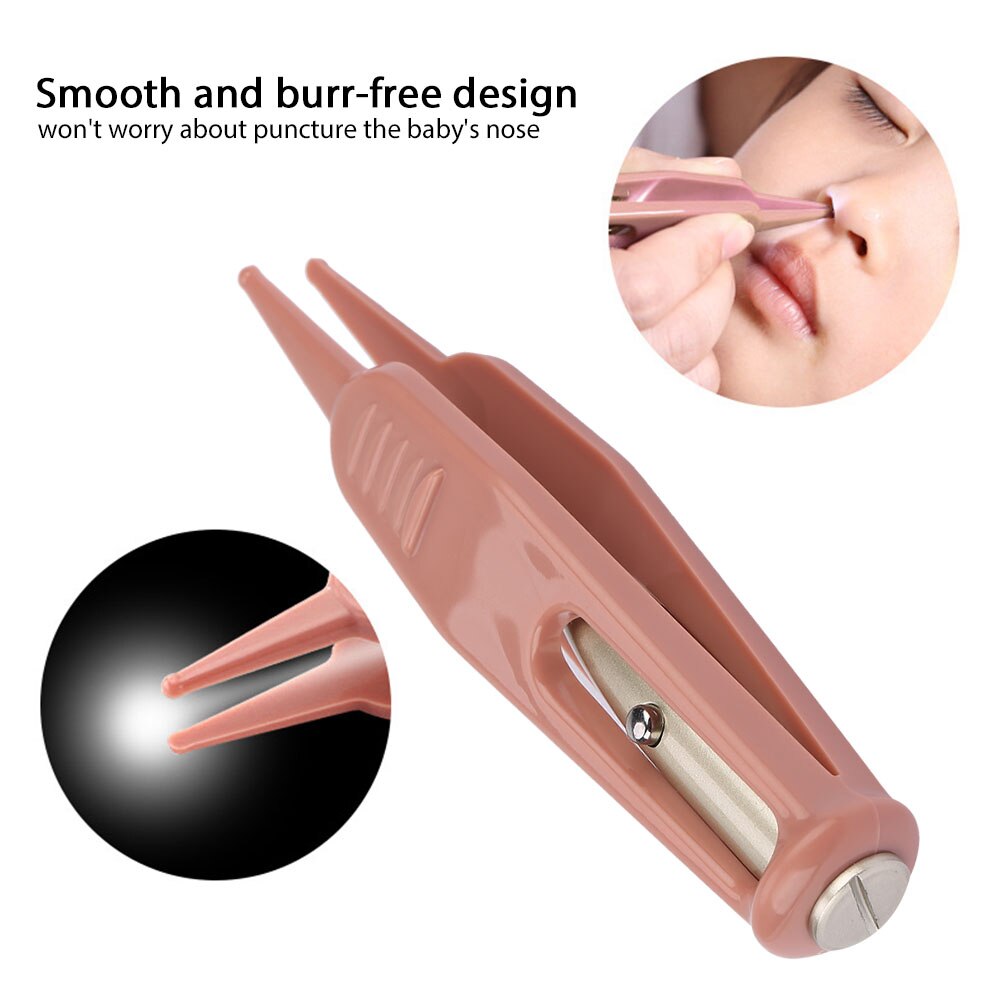 LED Flashlight EarPick Clean Tweezers Tool Ear Nose Navel Stainless Steel Tweezers Earwax Removal Care