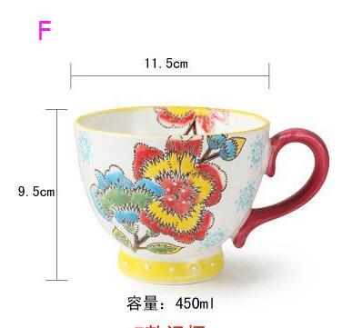 nordisch Kaffee Tasse Frühstück Tasse Hand Gemalt Suppe tasse Kreative Keramik Becher Getreide becher Wasser Tassen Erleichterung becher CL09282206: F