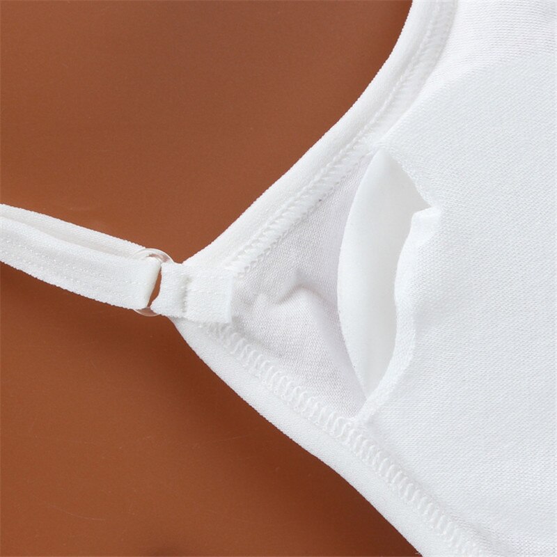 Effenkleurige, eendelige, dunne kanten trainingsbeha voor jonge meisjes met drie haakjes aan de achterkant