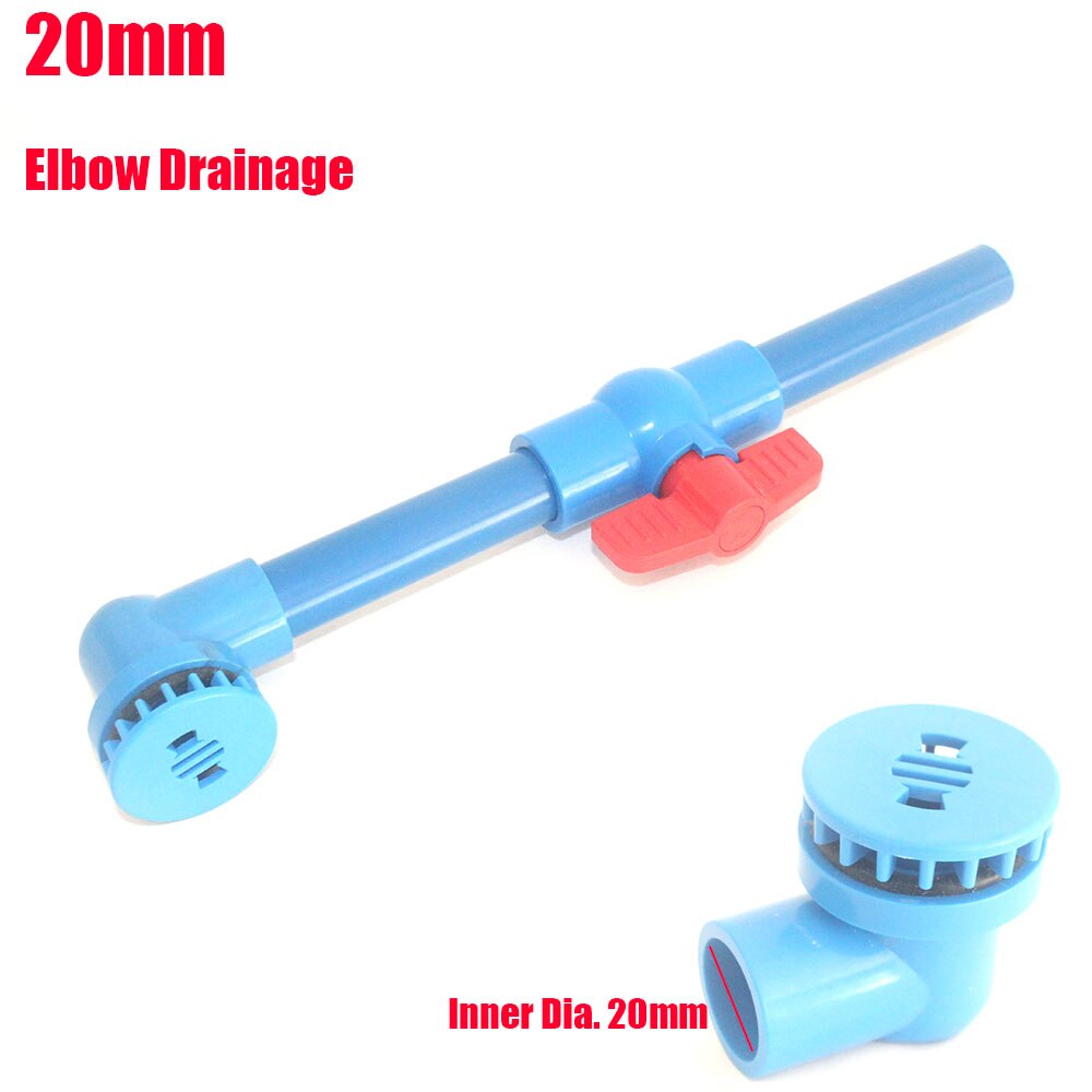 NuoNuoWell Aquarium Water Tank Drain Kit BulkHead Adapter Marine Pipe Fitting PVC Drain Connector With Valve: ID 20MM Elbow