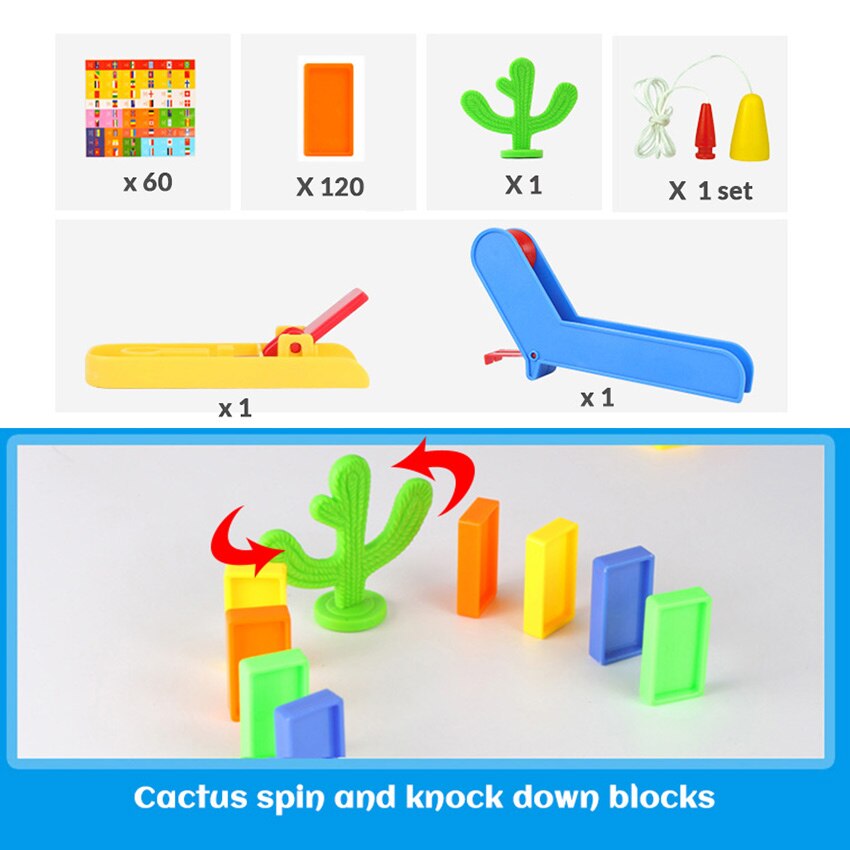 120pcs Domino set with Elevator kit Develop Ability and Enhance self-confidence Educational Plasti Bricks Toys Gft