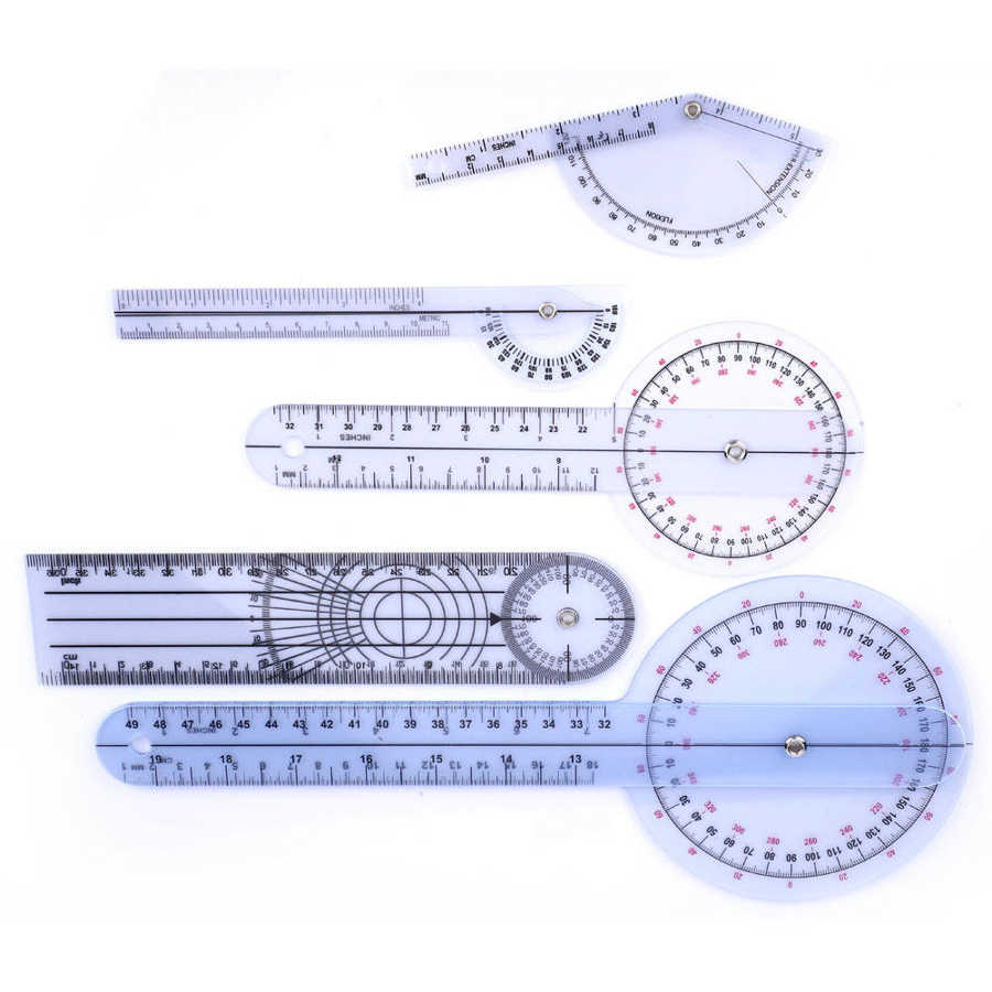 5Pcs 6/8/10inch 360 Degree Protractor Angle Ruler Spinal Goniometer G/