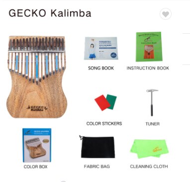 Gecko 17 Toetsen Kalimba Duim Piano Vinger Piano Houten Akoestische Muziekinstrument