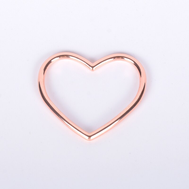 5x Color Metal Heart Ring For Leather Choker Collar Necklace, Heart Buckle For Leather Collar: rose gold