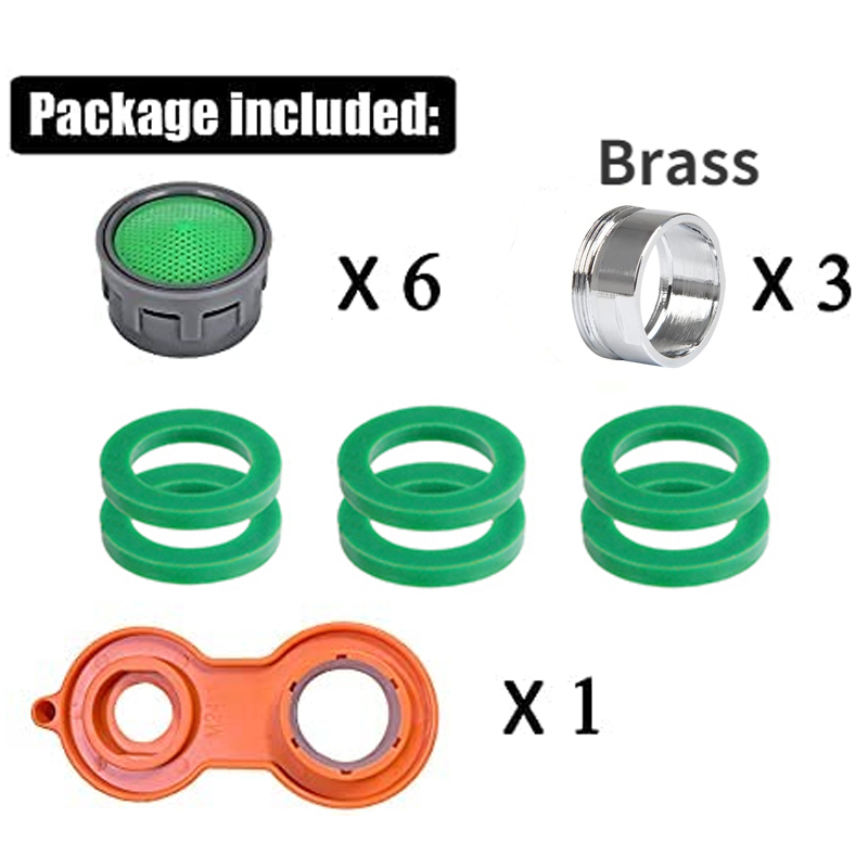 24Mm Kraan Beluchter Vervanging, Water Saver Uitloop Filter Keuken Kraan Beluchters Kit(6 Stuks) kraan Adapter Badkamer: WHITE