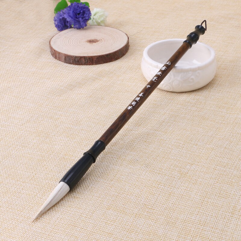 1 Pc Chinese Kalligrafie Borstels Pen Wolf Schapen Haar Schrijven Borstel Houten Handvat R9UA