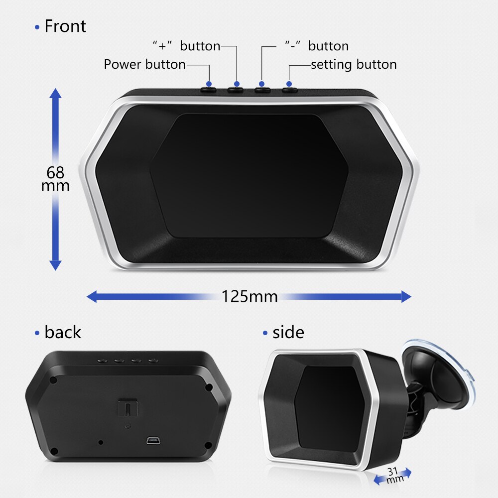 Voor Tesla Model 3 & Y T17 Hud Head Up Display 3 "Auto Display Slimme Auto Snelheid Indicator Licht prompt Veiligheid Alarm Rijden Tijd