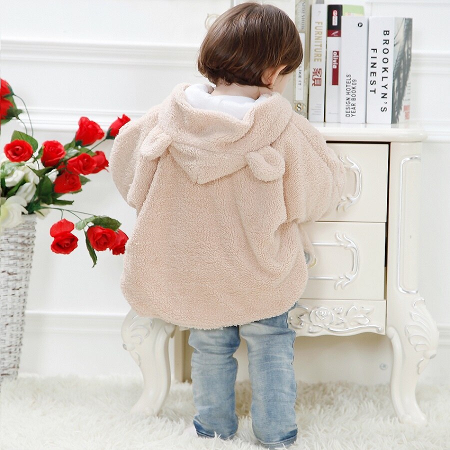 Hooyi Vlies Baby Mäntel Kaninchen Beige Jungen Mäntel Neugeborenen Kap Mädchen Schal Kleinkind Kapuzenjacken Mantel Winter Outfits Kleid Kittel