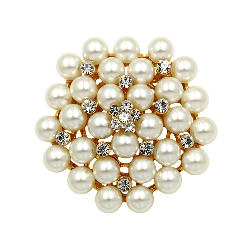baiduqiandu Brand Classic Imitation Pearls and Crystal Flower Wedding Bouquets Brooches: smal gold