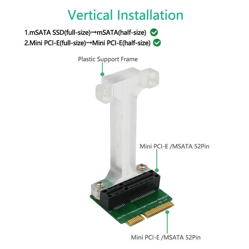 Mini pci-e msata connector adapterkaart voor 3g 4g wwan lte gps module msata kaart verticale montage met stabiele beugel