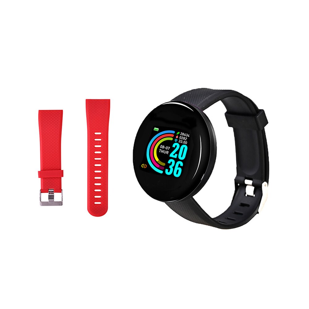 Tezer d18 pulseira inteligente freqüência cardíaca pressão arterial saúde à prova d18 água relógio inteligente d18 bluetooth pulseira de fitness rastreador: black red
