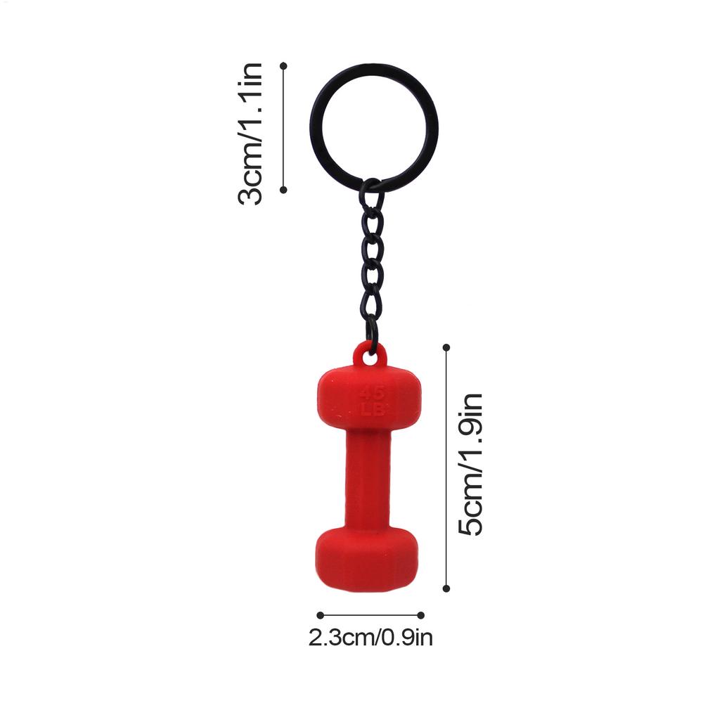 Fitness Key Ring Simulation Dumbbells Keyring Kettlebells Cool Bag Charm Fitness Series Pendant Car Key Ornament: Red