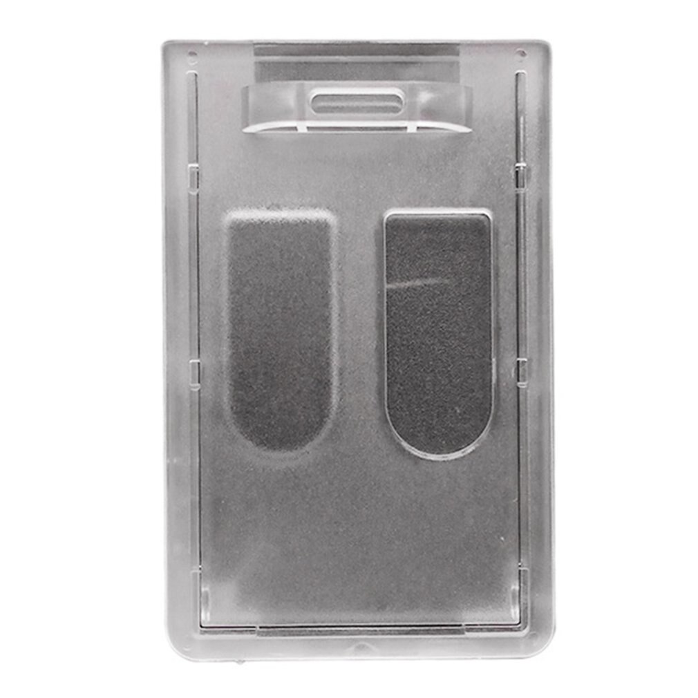 Vertical Solid Transparent PC Matte ID Card Shell With Dual Card Slots Internal Card Holder Employee ID Badge Holder