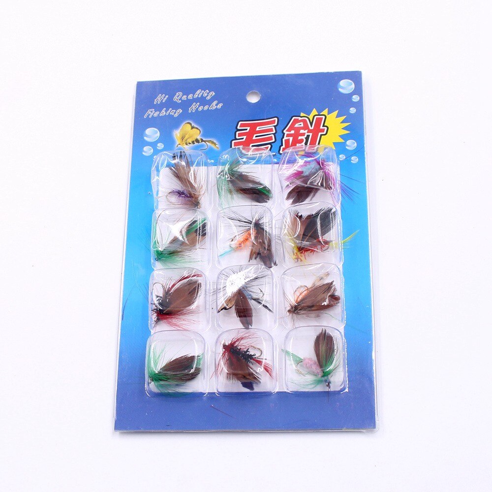 12Pcs/Set Insects Flies Fly Fishing Lures Bait High Carbon Steel Hook Fish Tackle With Super Sharpened Crank Hook Perfect Decoy