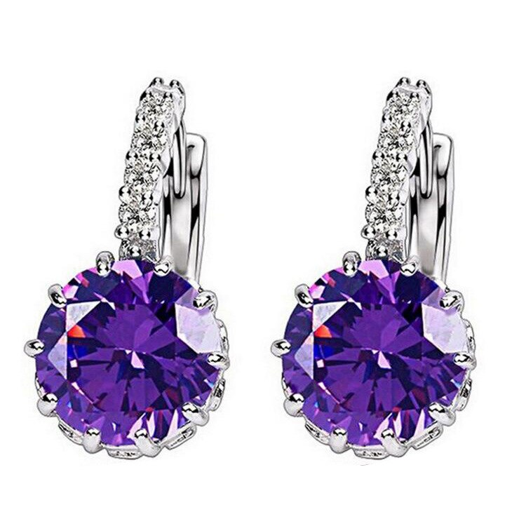 1 pz di Vendita Blu Orecchio di Lusso Orecchini A clip Donna Rotonda con cubo Zircon Degli Orecchini Del Fiore Dei Monili Delle Donne