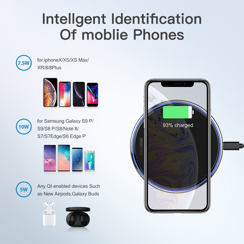 KUULAA 10W Qi Wireless Charger For iPhone 11 Pro XS Max X Xr 8 Induction Fast Wireless Charging Pad For Samsung S20 Xiaomi Mi 9