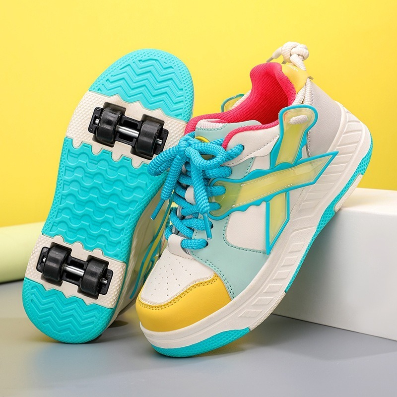 Rollschuhschuhe für Kinder, Jungen und Mädchen, verbesserte modische Turnschuhe mit 4 Rädern für Kinder, vielseitige Rollschuhschuhe, Weihnachten