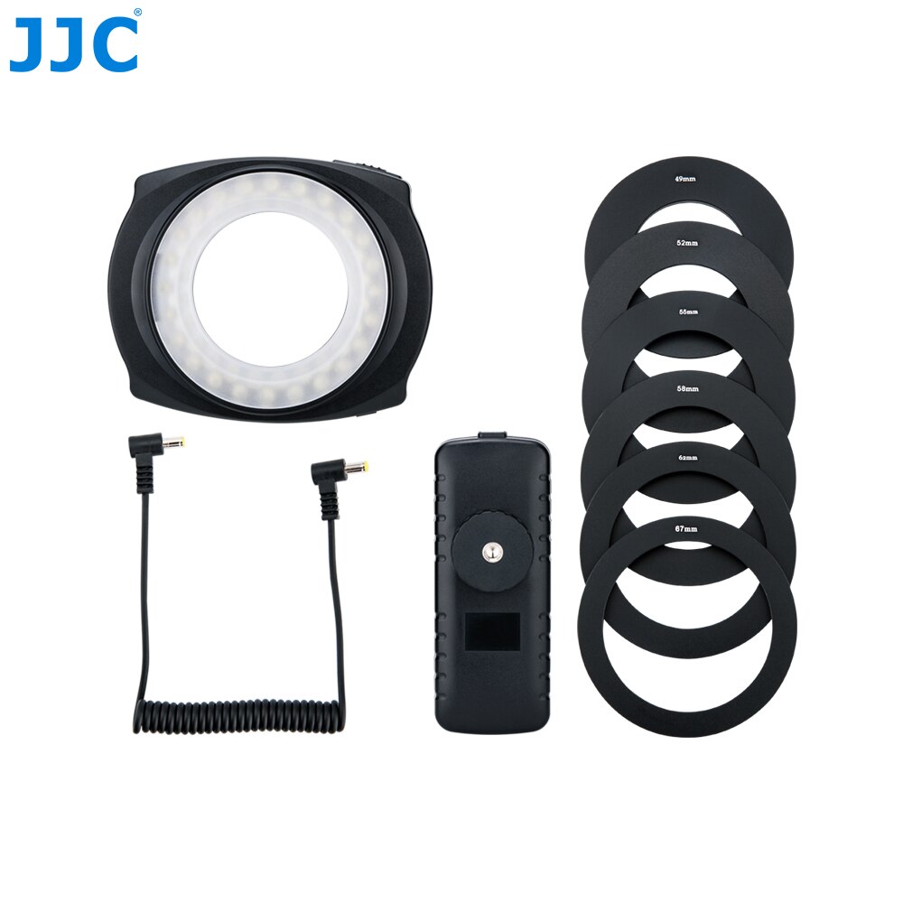 Jjc Led Flash Macro Ring Light Speedlite Voor Dslr Macro Lens Omvat Adapter Ring 49Mm 52Mm 55Mm 58Mm 62Mm 67Mm Stap Ring