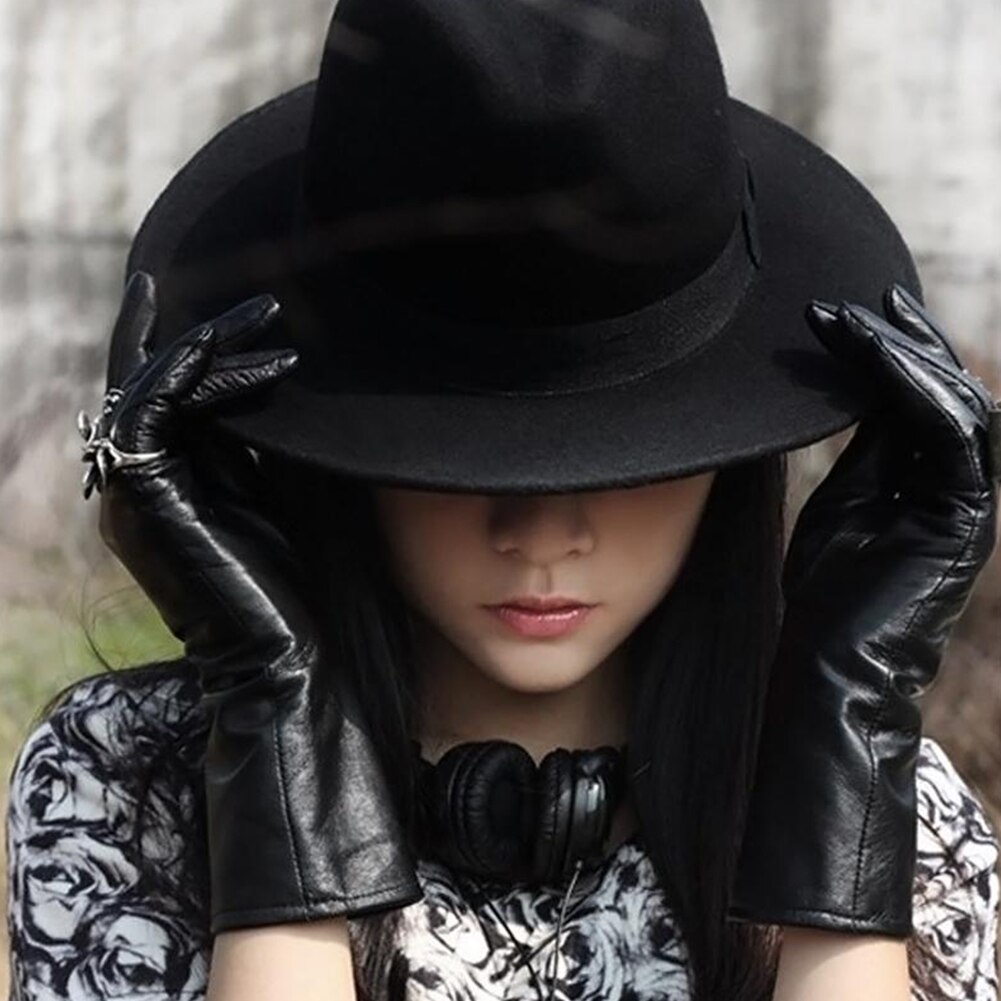 Ala ancha mujer otoño gorra de sombrero Jazz sombrero de fieltro invernal para sombrero de lana de mujer de mujer sombrero negro