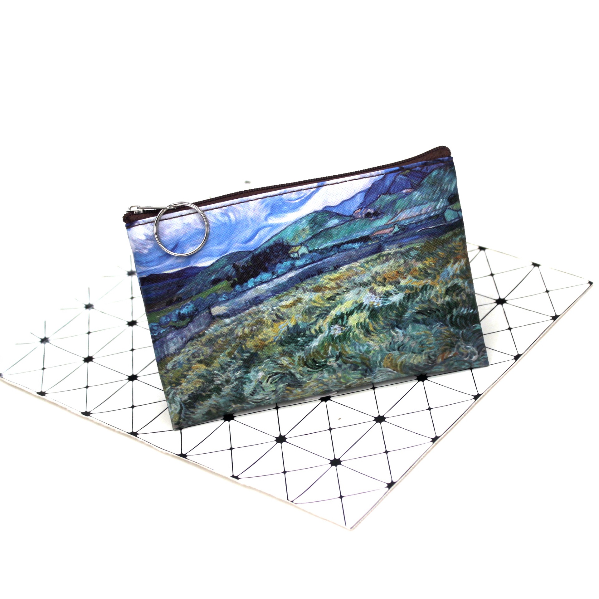 Vintage Olieverfschilderij Canvas Cosmetische Tas Van Gogh Art Zonnebloem Ster Maan Nacht Make-Up Tas Reismunt Portemonnee Portemonnee