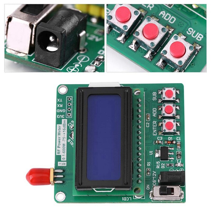 Digital LCD Display Power Meter RF Power Meter -75-16 DBm 1-600MHz Radio Frequency Attenuation Value