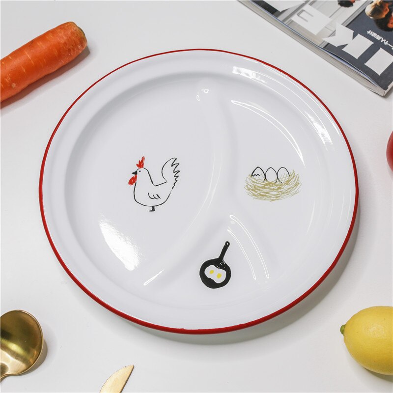 Baby Plate Children's Tableware Food Plate Separator Breakfast Tray: red edge