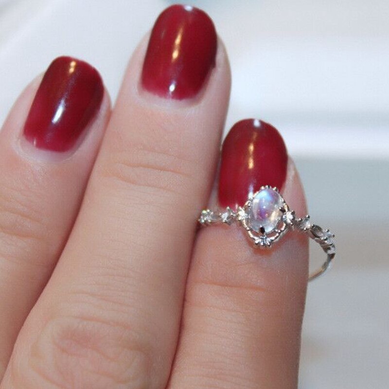Moonstone Rings For Women Vintage Tibetan Ring Classic Water White Stone Ring Female Jewelry