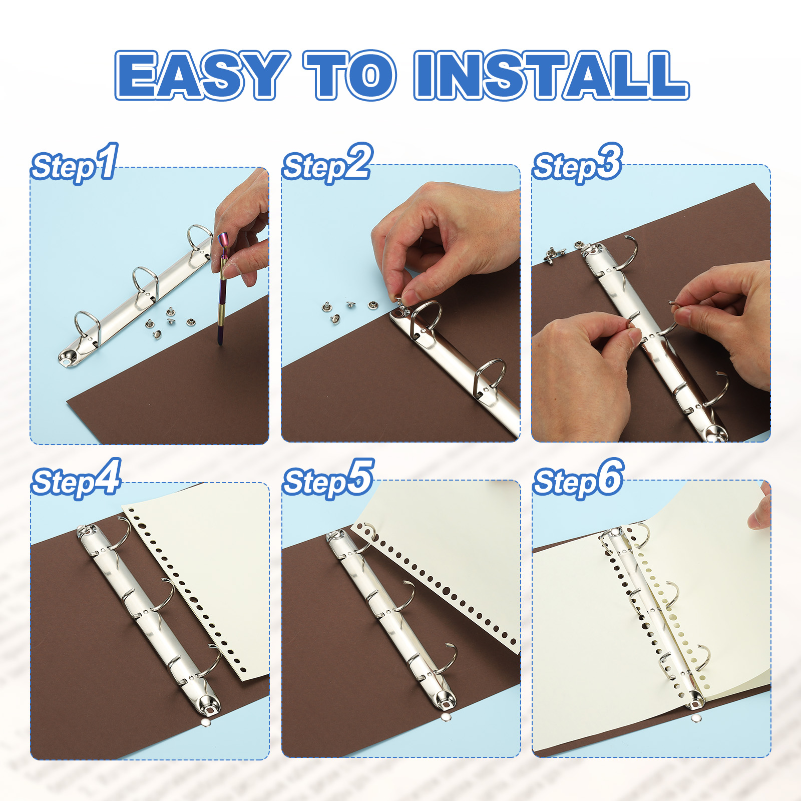 2/5Set B7 2Hole Ring Binder Mechanisms D Ring Replacement Binder Planner Loose Leaf Binding Spines for Organizers DIY Fill Paper