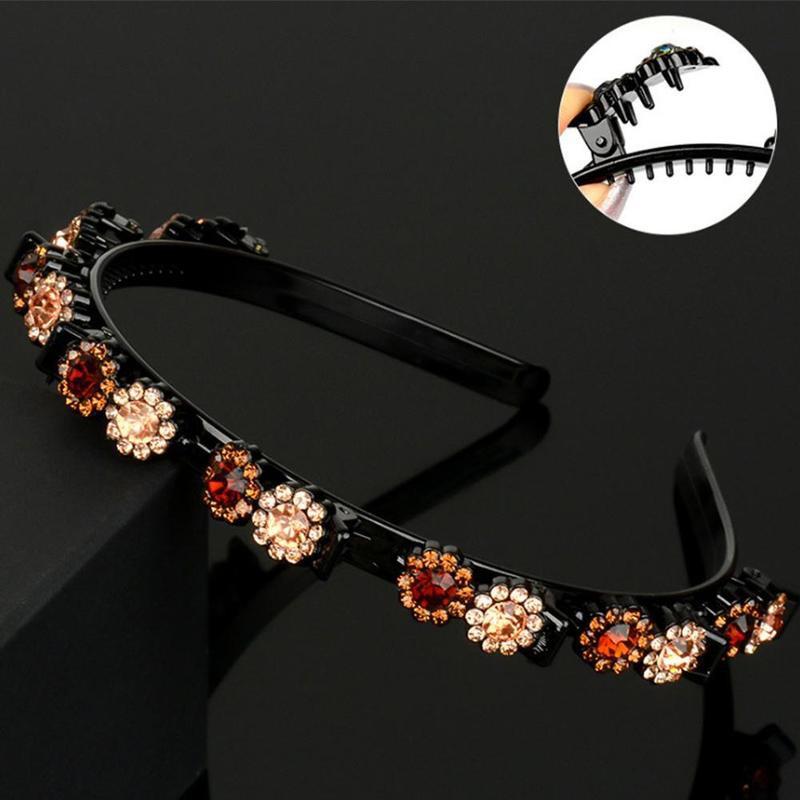 1 stücke Stirnband Strass Stirnband Frauen Haar Bands Band Krallen Clips Doppel Pony Frisur Haarnadel Haar Clip Zubehör: Orange