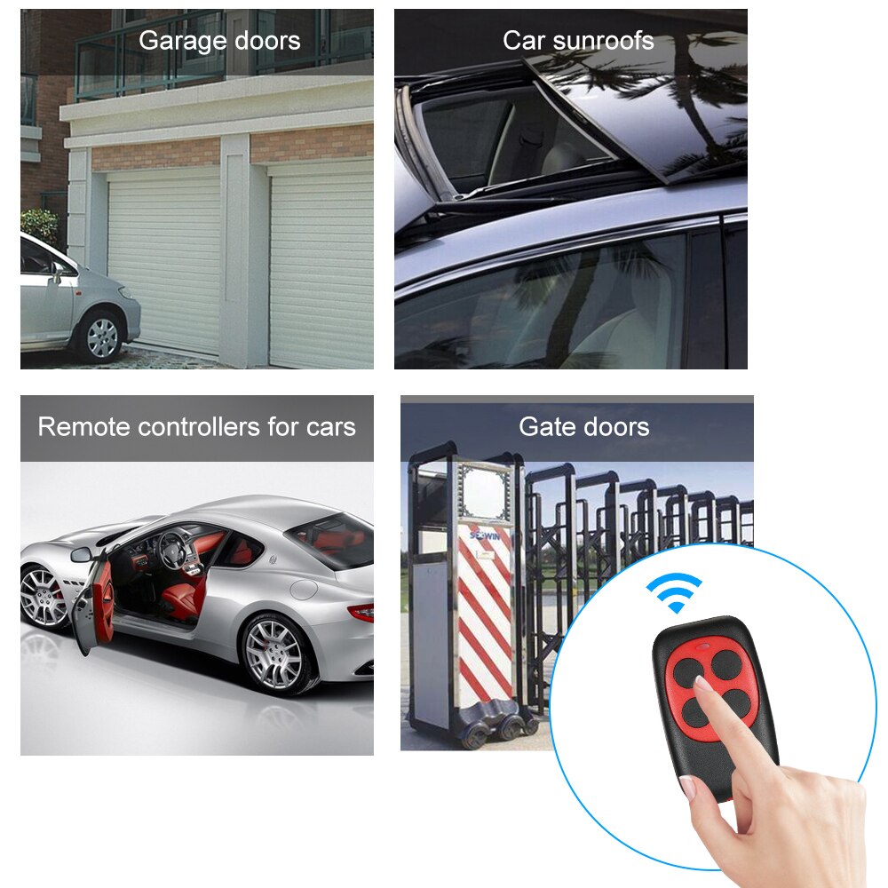 433 MHz RF Code Remote Control Copy 4 Key Cloning Duplicator Universal Key Fob for Electric Garage Door Controller,Yellow