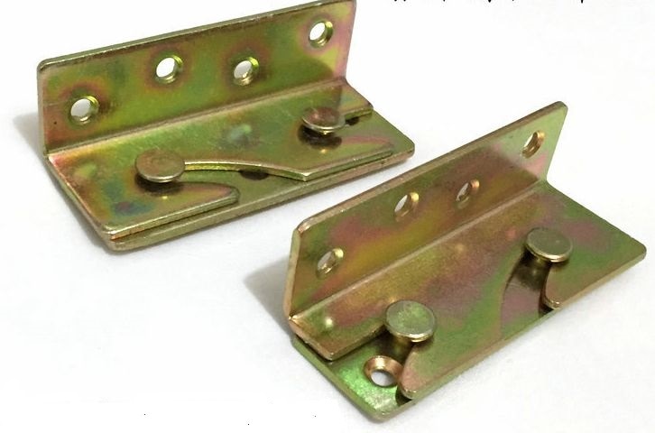 Wood Bed Rail Bracket Fitting Snap Connectors Brass Tone 4 Sets