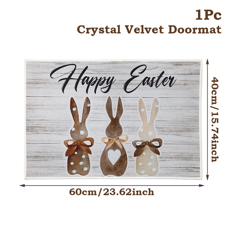 1Pc Crystal velvet Lovely Happy Easter Door Mat Motif Entrance Pad Bath Rug Area Carpet For Kitchen Balcony Terrace Home Decor: green