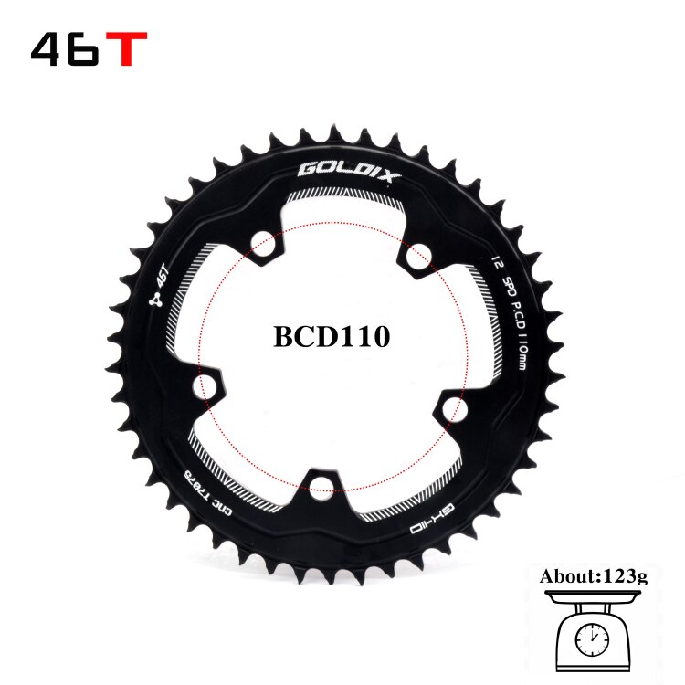 PROWHEEL ROAD bicycle chainring 110BCD 130BCD 34/39/50/53T sprocket steel/aluminum alloy/AL-7075 CNC 8/9/10/11 speed chain wheel: 110BCD 46T