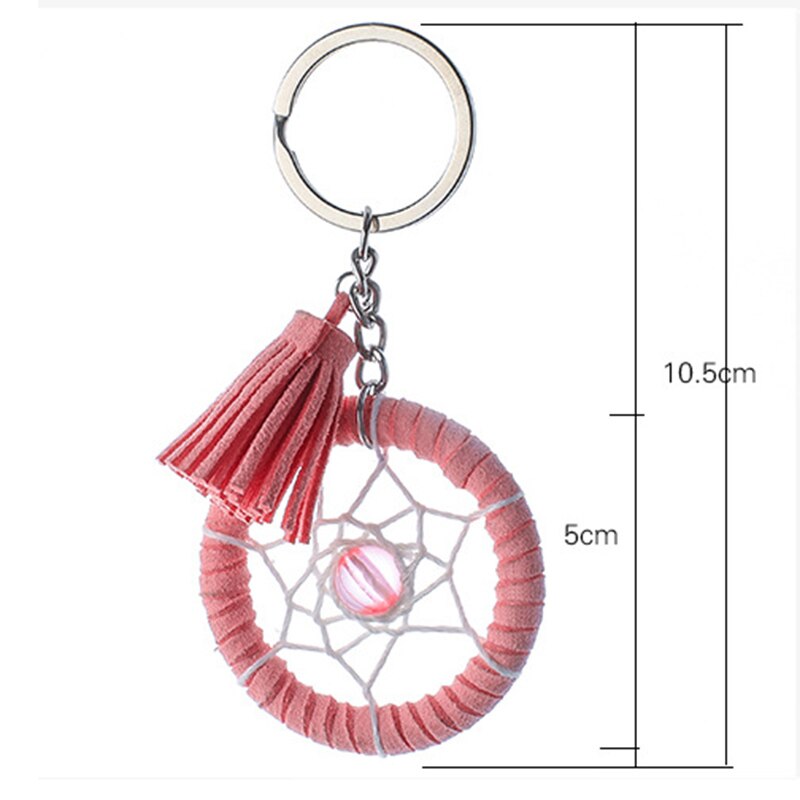 Porte-clés attrape-rêve avec pompon , petit porte-clés en métal frais pour fille coréenne, porte-clés de sac pendentif pour fille