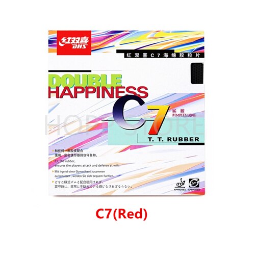 DHS C7 table tennis rubber Defensive Loop Spin pips-out topsheet OX DHS ping pong sponge: C7 Red