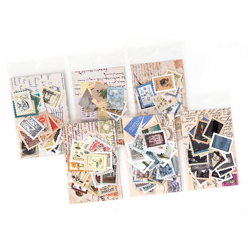 46pcs/pack Museum Series Journal Decorative Stickers Scrapbooking Stick Label Diary Album Stationery Retro Stamp Plant Sticker